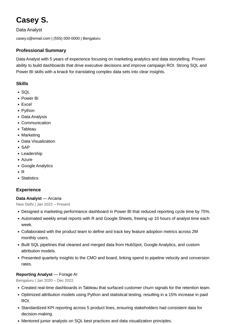 Clean resume design — senior and technical candidates who let the work speak