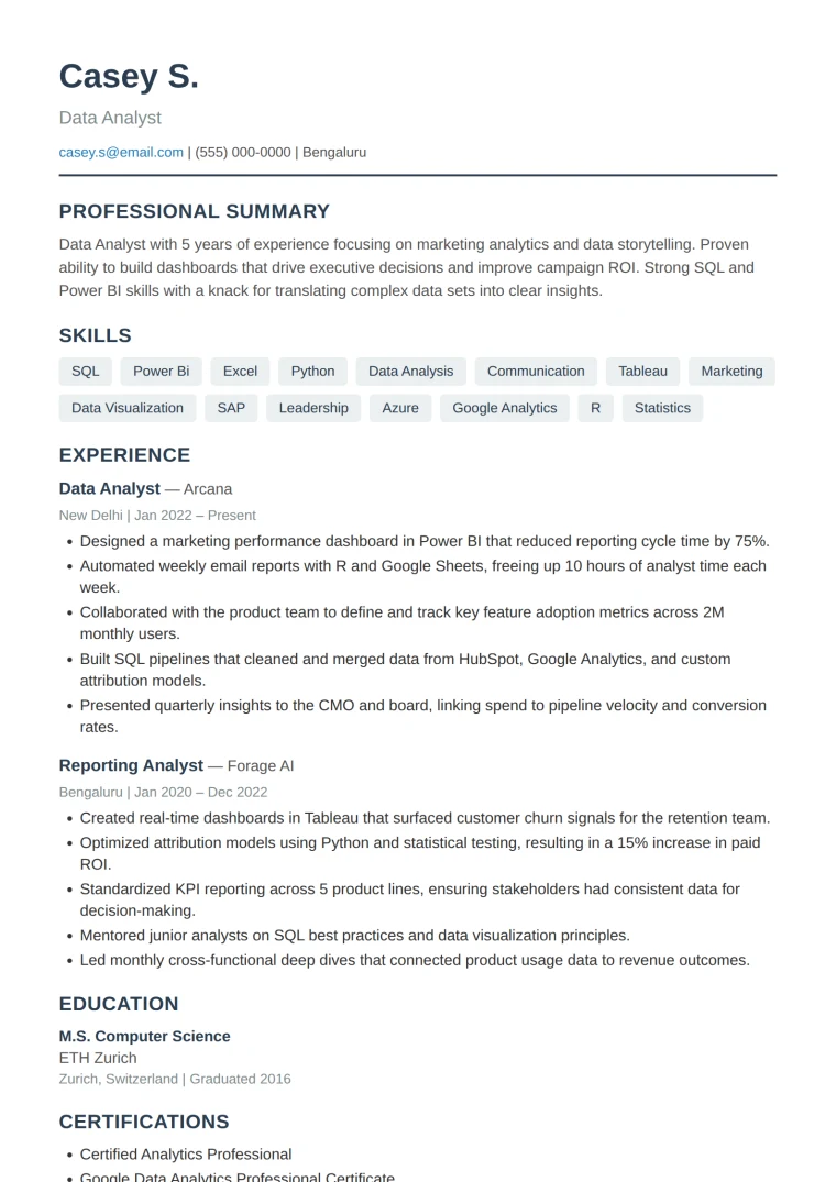 Blueprint resume design — tech, product, operations and most corporate roles